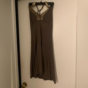 Olive green halter dress by Mint S